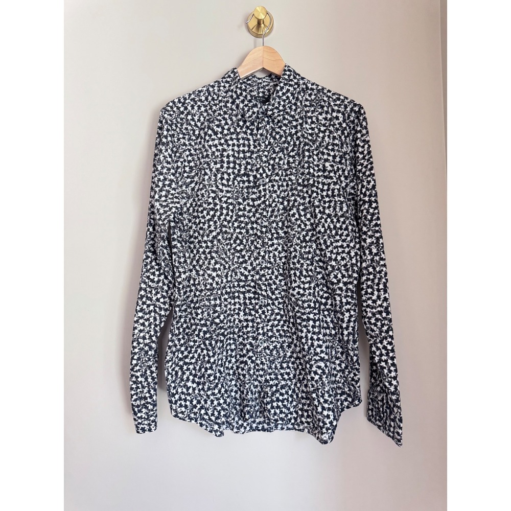 PS Paul Smith Cotton Button Down Shirt Black White Abstract Print Size L